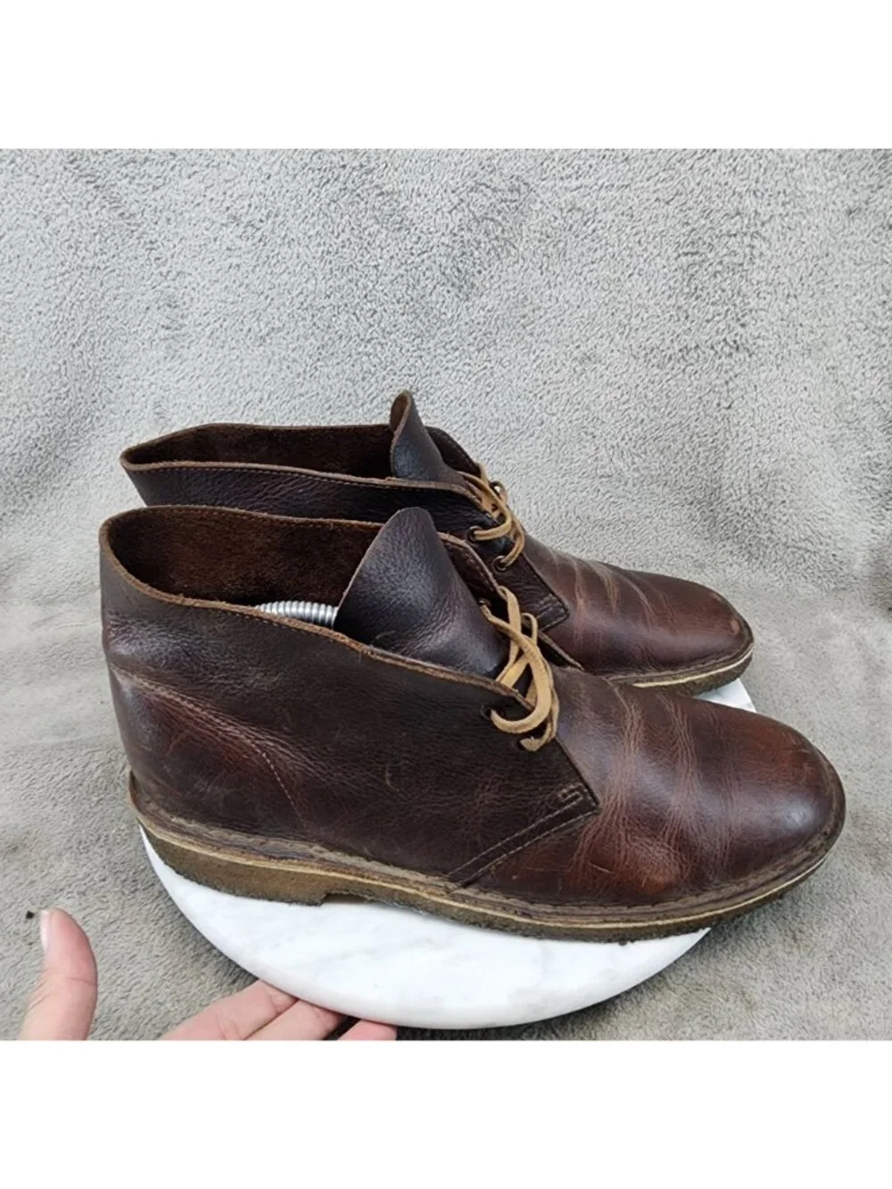 Clarks Shoes Mens Size 9 Brown Leather Originals Crepe Sole Chukka Boots *Read*